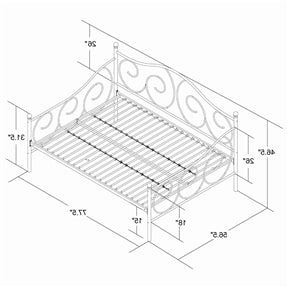 Full Metal Daybed Frame Contemporary Design Day Bed in Bronze Pewter Finish