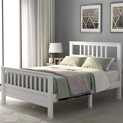 White Pine Wood Slatted Platform Headboard Footboard Full Size Bed