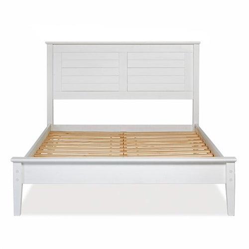 Contemporary White Solid Pine Platform Bed in Queen Size