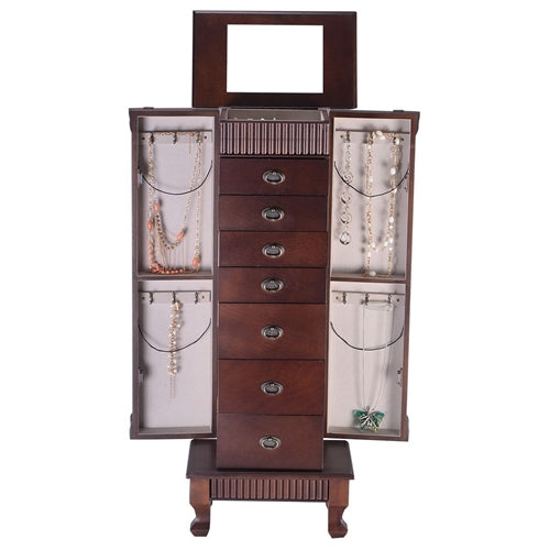 Classic 7-Drawer Jewelry Armoire Wood Storage Chest Cabinet