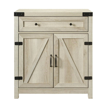 Rustic Farmhouse Barn Door Accent Storage Cabinet White Oak