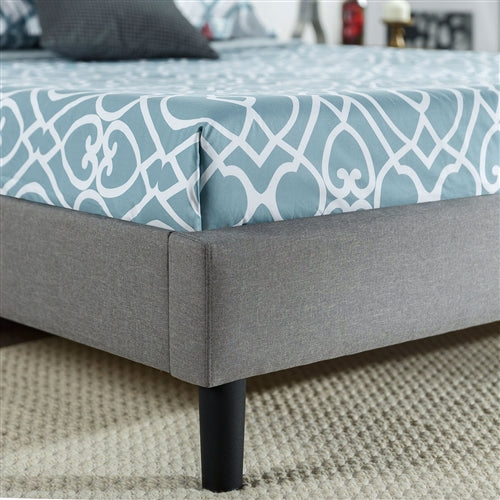 King size Platform Bed with Grey Upholstered Classic Button Tufted Headboard