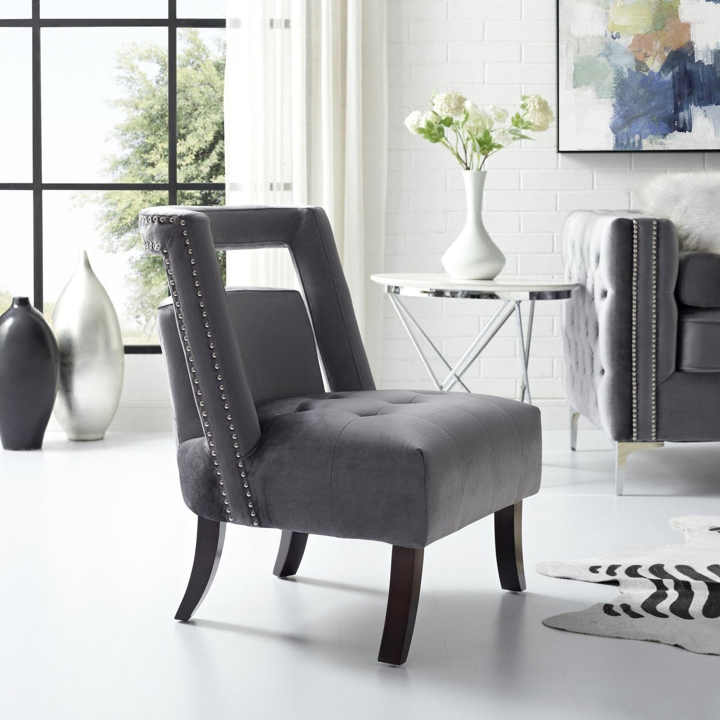 Salvador Velvet Armless Accent Chair