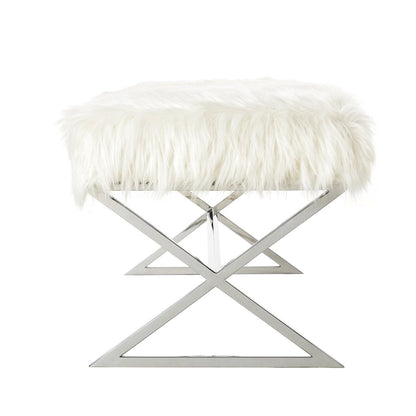 Aurora Faux Fur X-Leg Bench