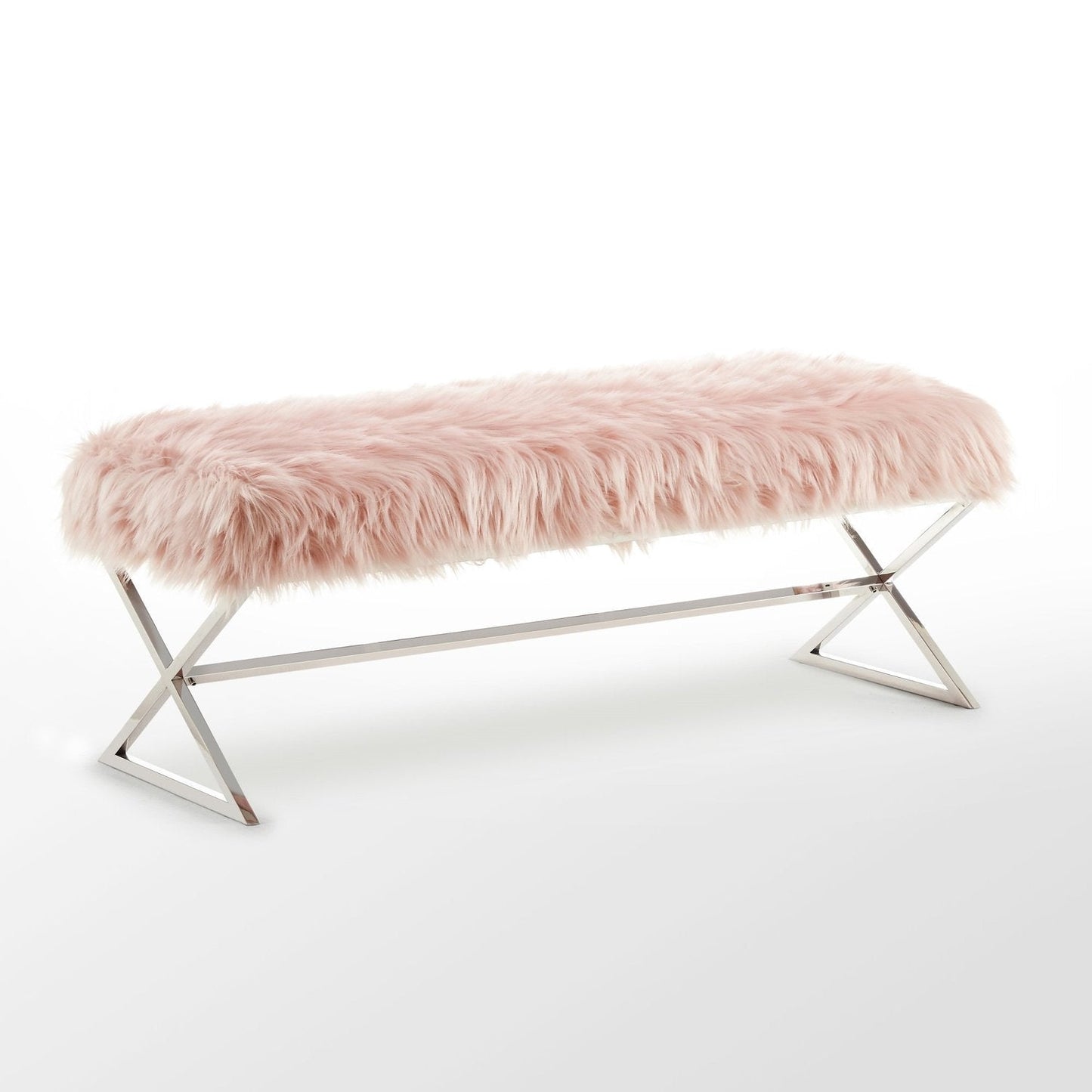 Aurora Faux Fur X-Leg Bench