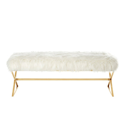 Aurora Faux Fur X-Leg Bench