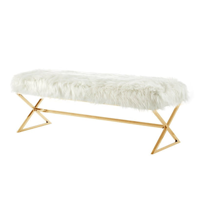 Aurora Faux Fur X-Leg Bench