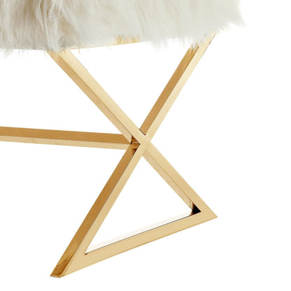 Aurora Faux Fur X-Leg Bench