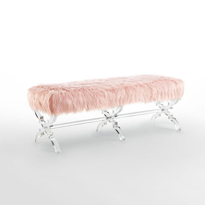 Giselle Faux Fur X-Leg Bench