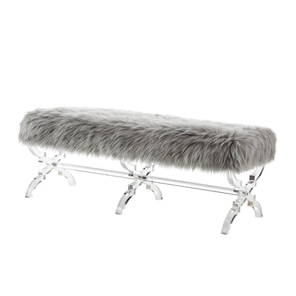 Giselle Faux Fur X-Leg Bench