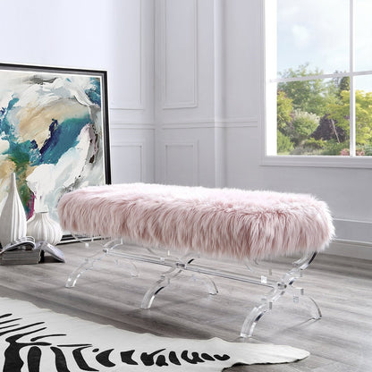 Giselle Faux Fur X-Leg Bench