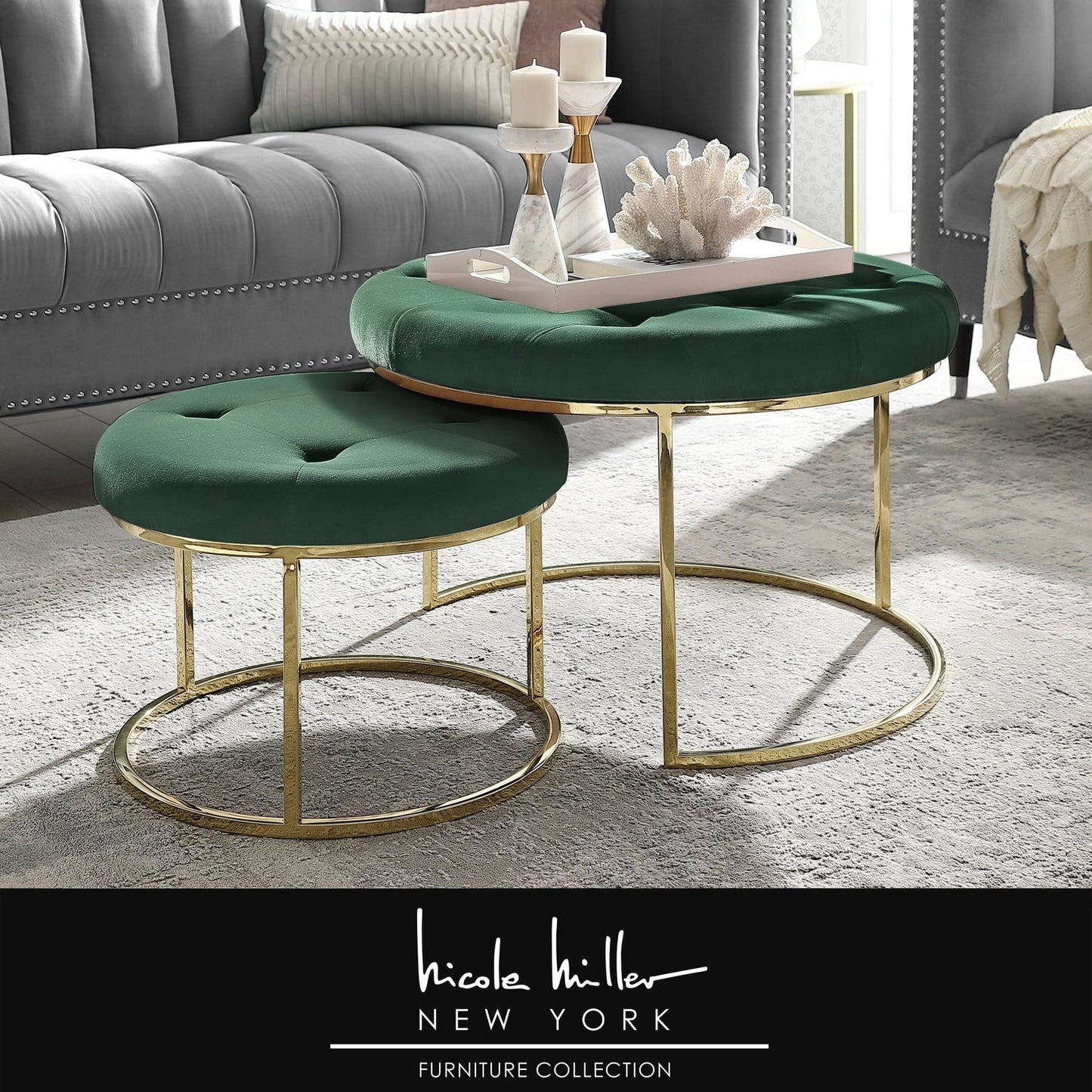 Carlotta Velvet Nesting Coffee Table (Set of 2)