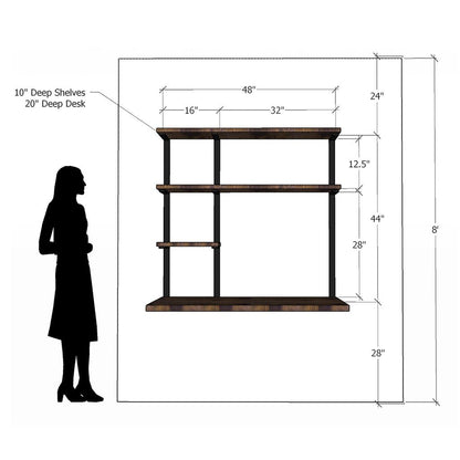Floating Desk + 3 Shelves