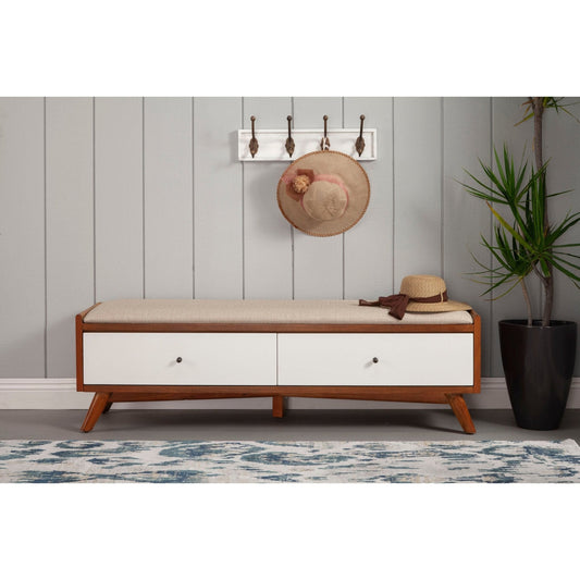 Flynn Bench, Cherry Acorn/White