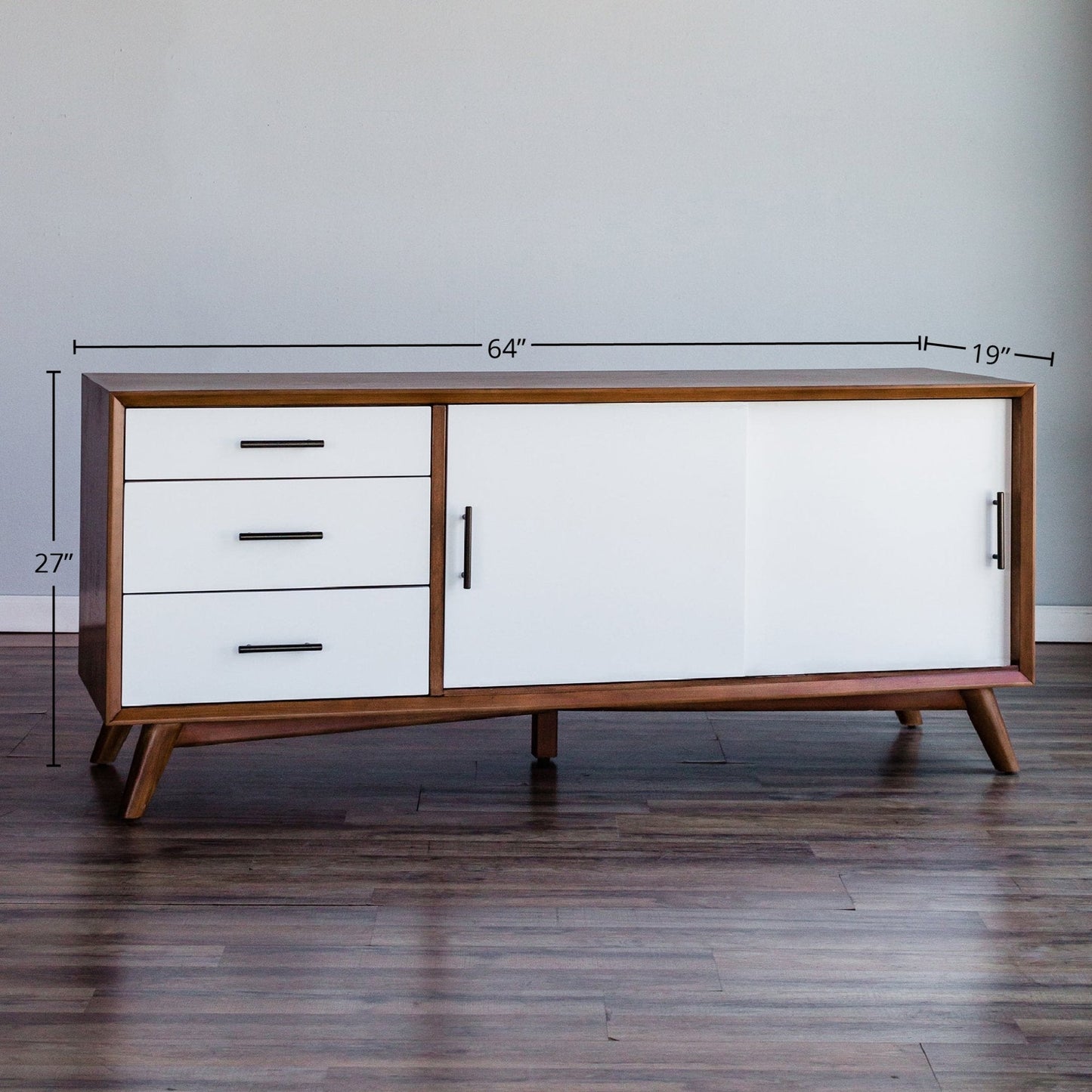 Flynn Large TV Console, Cherry Acorn/White