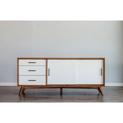 Flynn Large TV Console, Cherry Acorn/White