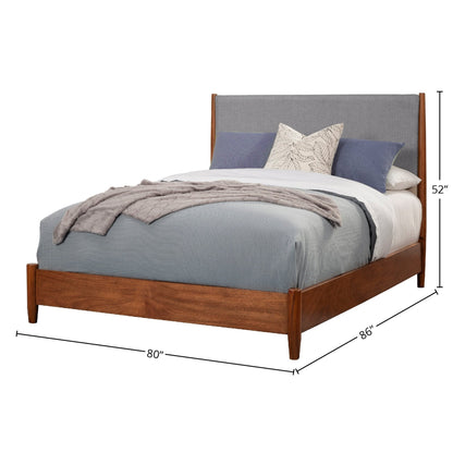 Flynn Panel Bed, Cherry Acorn/Grey