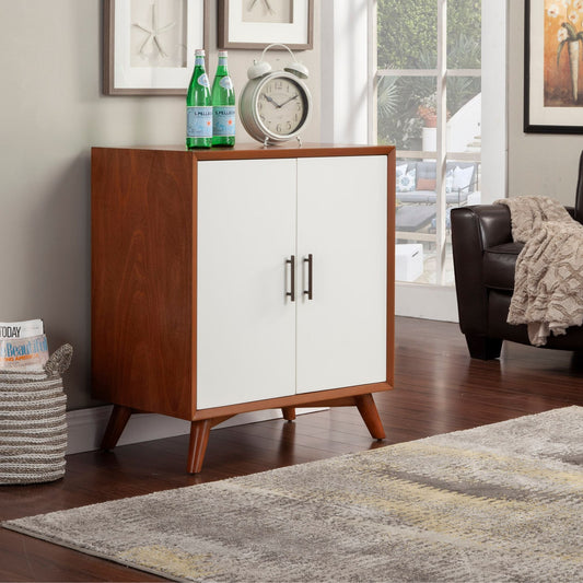 Flynn Small Bar Cabinet, Cherry Acorn/White