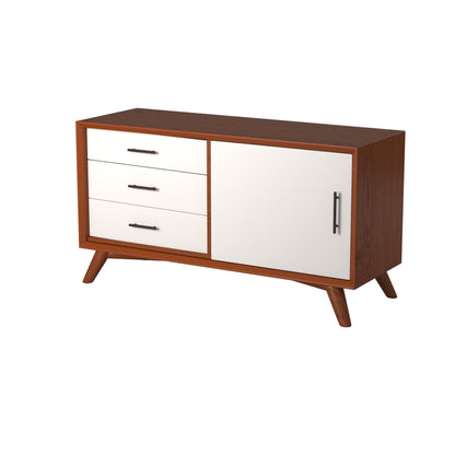 Flynn Small TV Console, Cherry Acorn/White