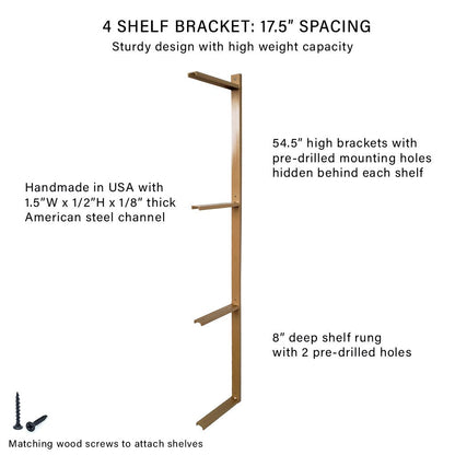 Wall Mount 4 Shelf Unit: 54.5" H