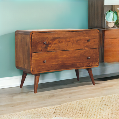 2 Drawer Curved Chestnut Chest