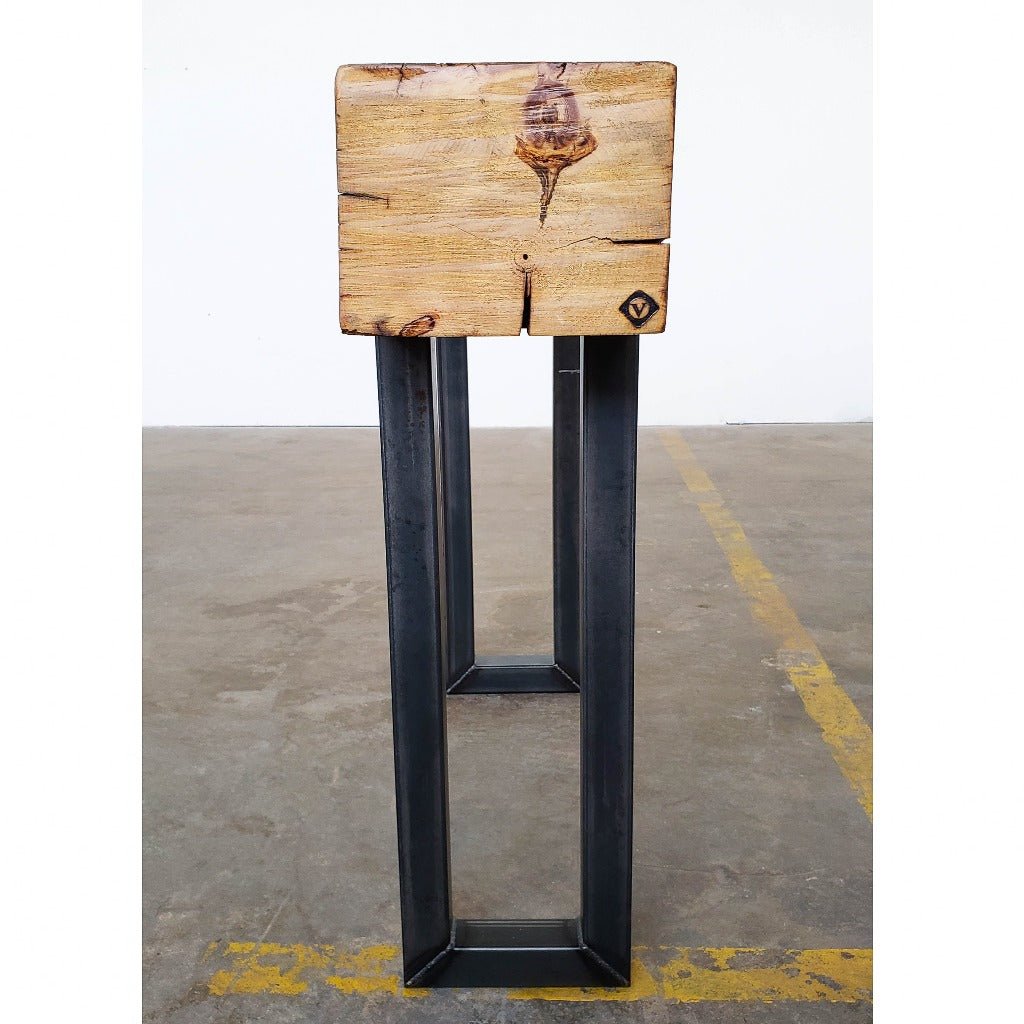 Reclaimed Beam and steel Console Table