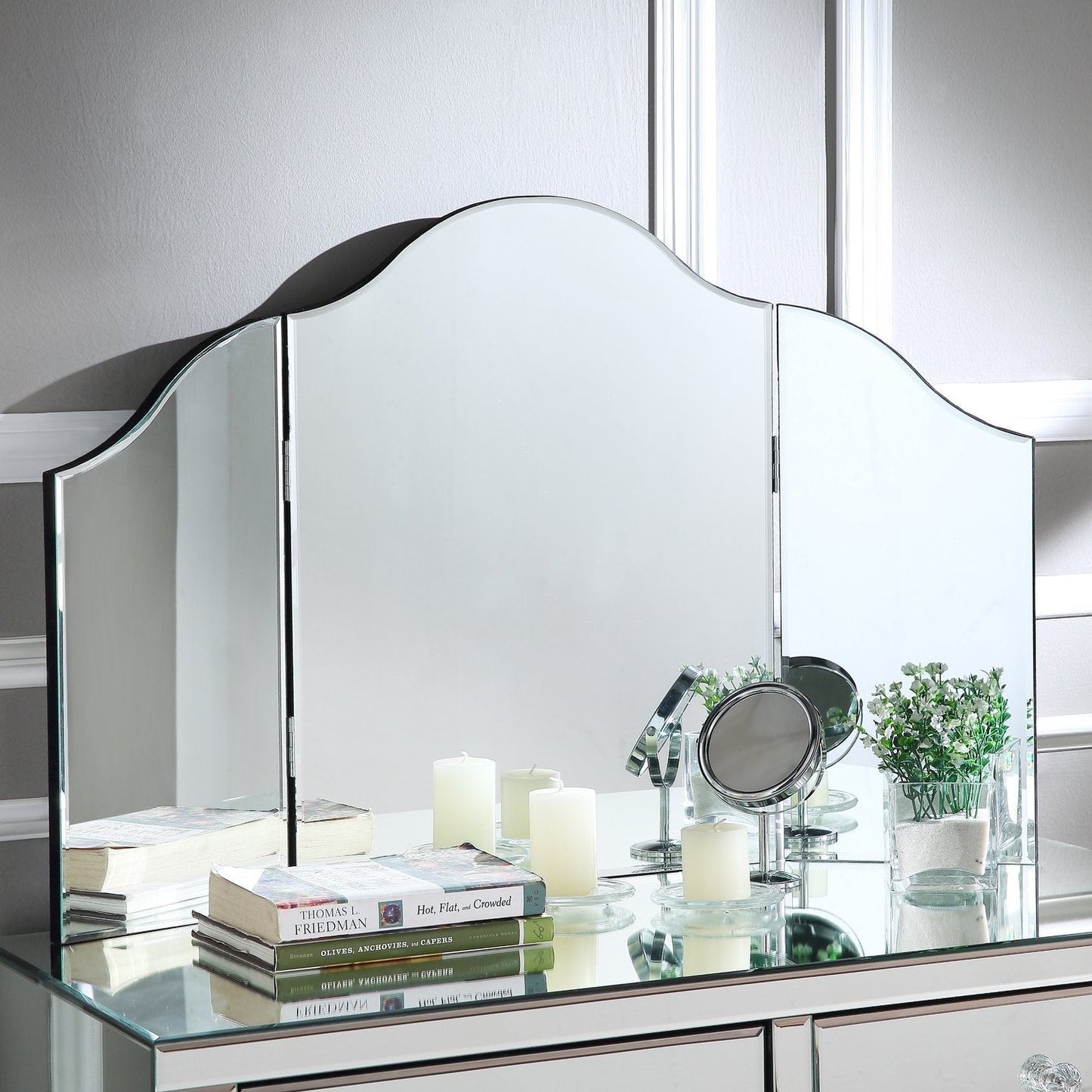 Amaris Mirrored Corner Vanity Set