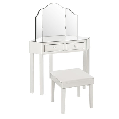 Amaris Mirrored Corner Vanity Set