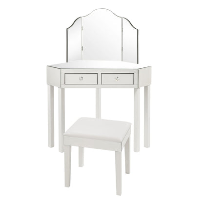 Amaris Mirrored Corner Vanity Set