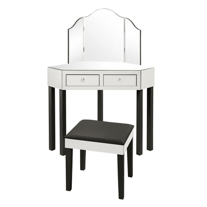 Amaris Mirrored Corner Vanity Set