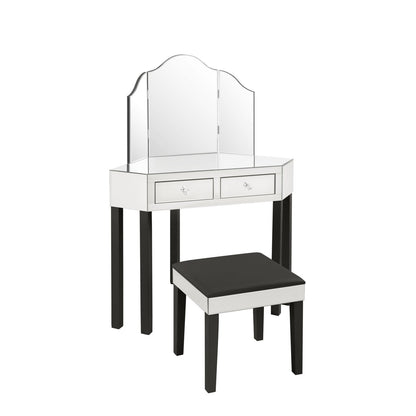 Amaris Mirrored Corner Vanity Set