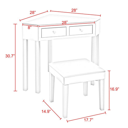 Amaris Mirrored Corner Vanity Set