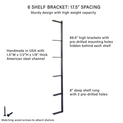 Wall Mount 6 Shelf Unit: 89.5" H
