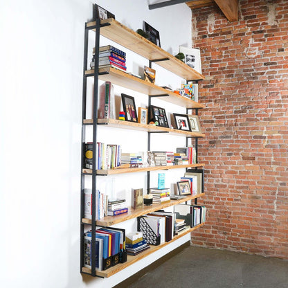 Wall Mount 6 Shelf Unit with Bookends: 89.5" H