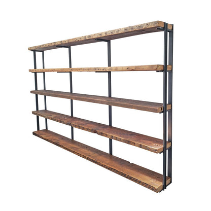 Wall Mount 5 Shelf Unit with Bookends: 58" H