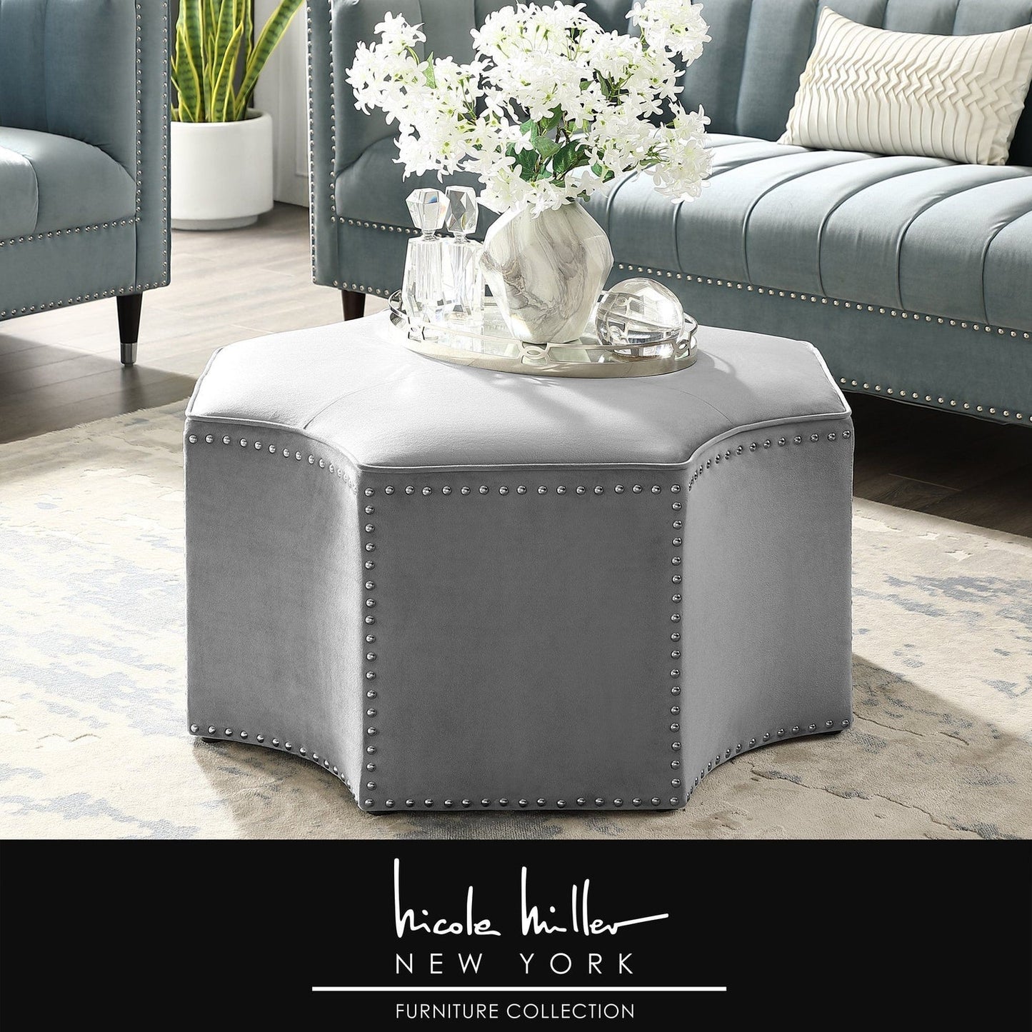 Fiorella Velvet Cocktail Ottoman