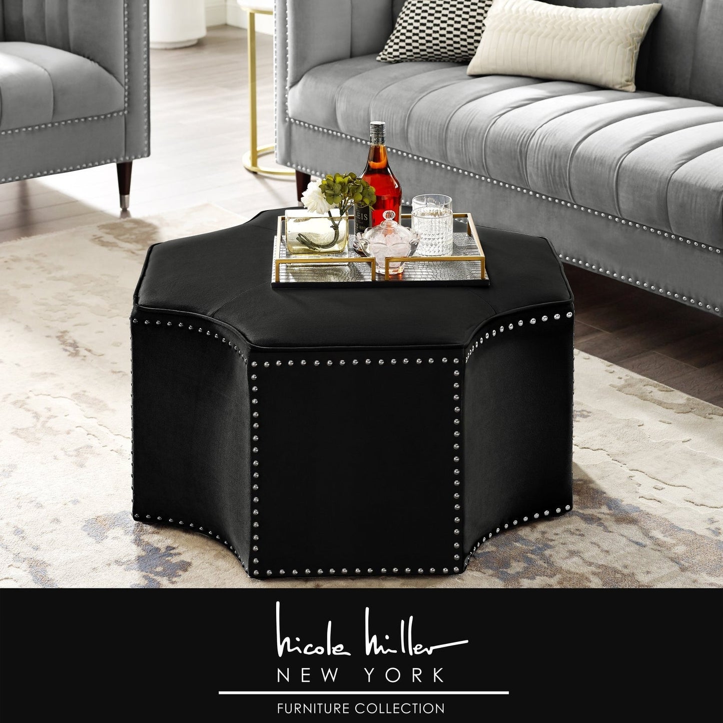 Fiorella Velvet Cocktail Ottoman