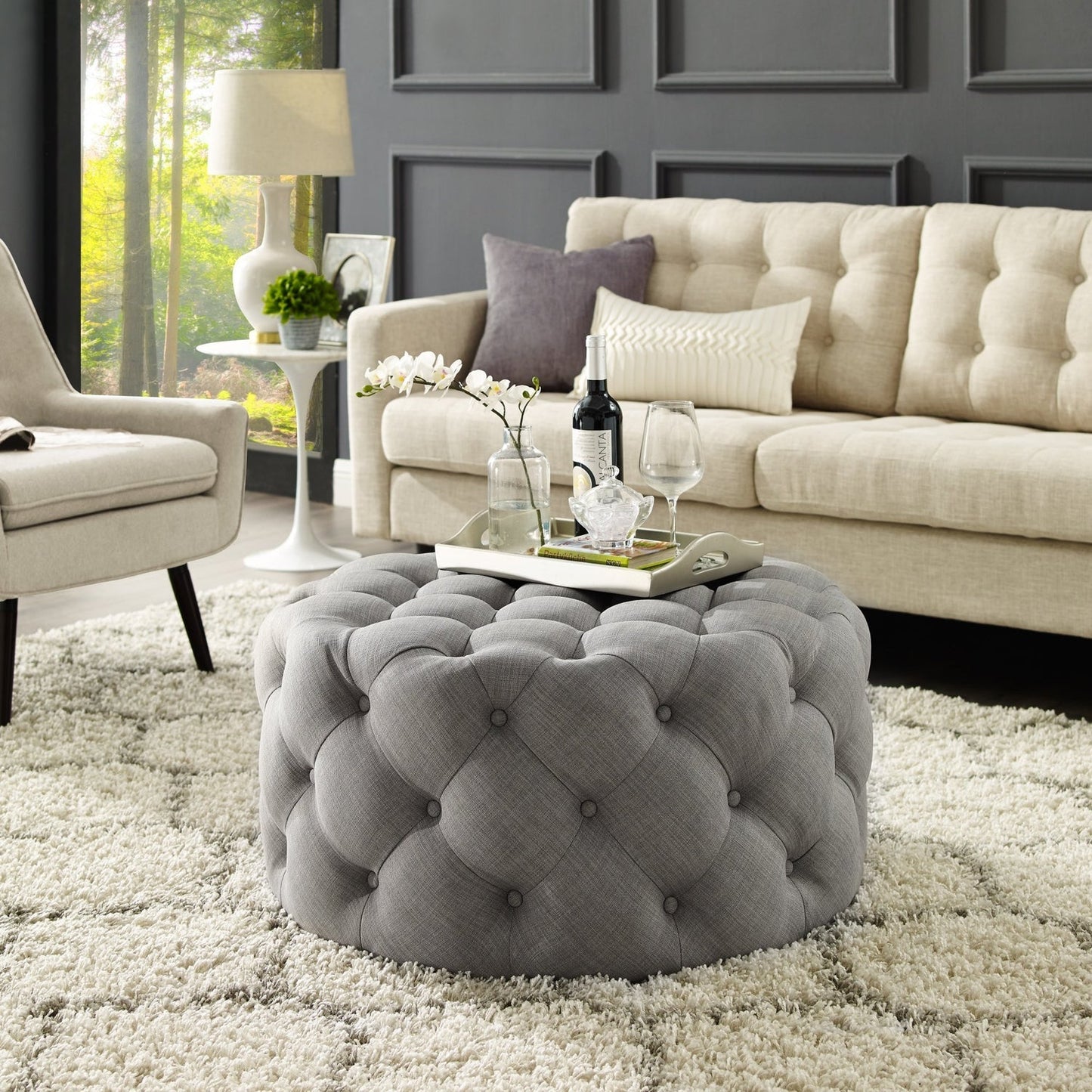 Bella Cocktail Round Ottoman