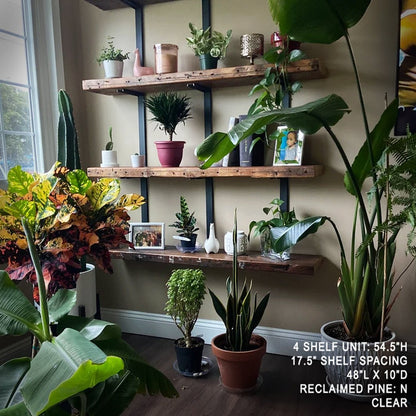 Wall Mount 4 Shelf Unit: 54.5" H