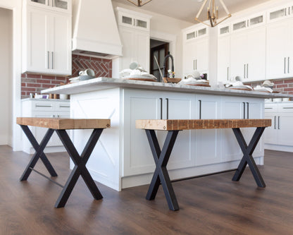 Counter Height Bench with "X" Metal Legs