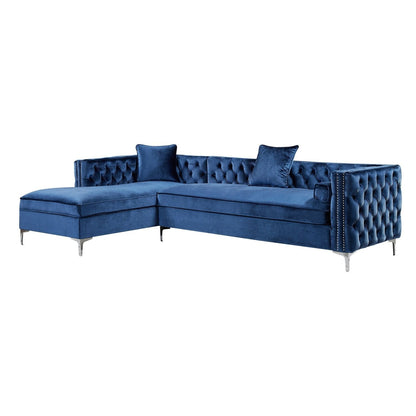 Giovanni Velvet Chaise Sectional Sofa with Storage