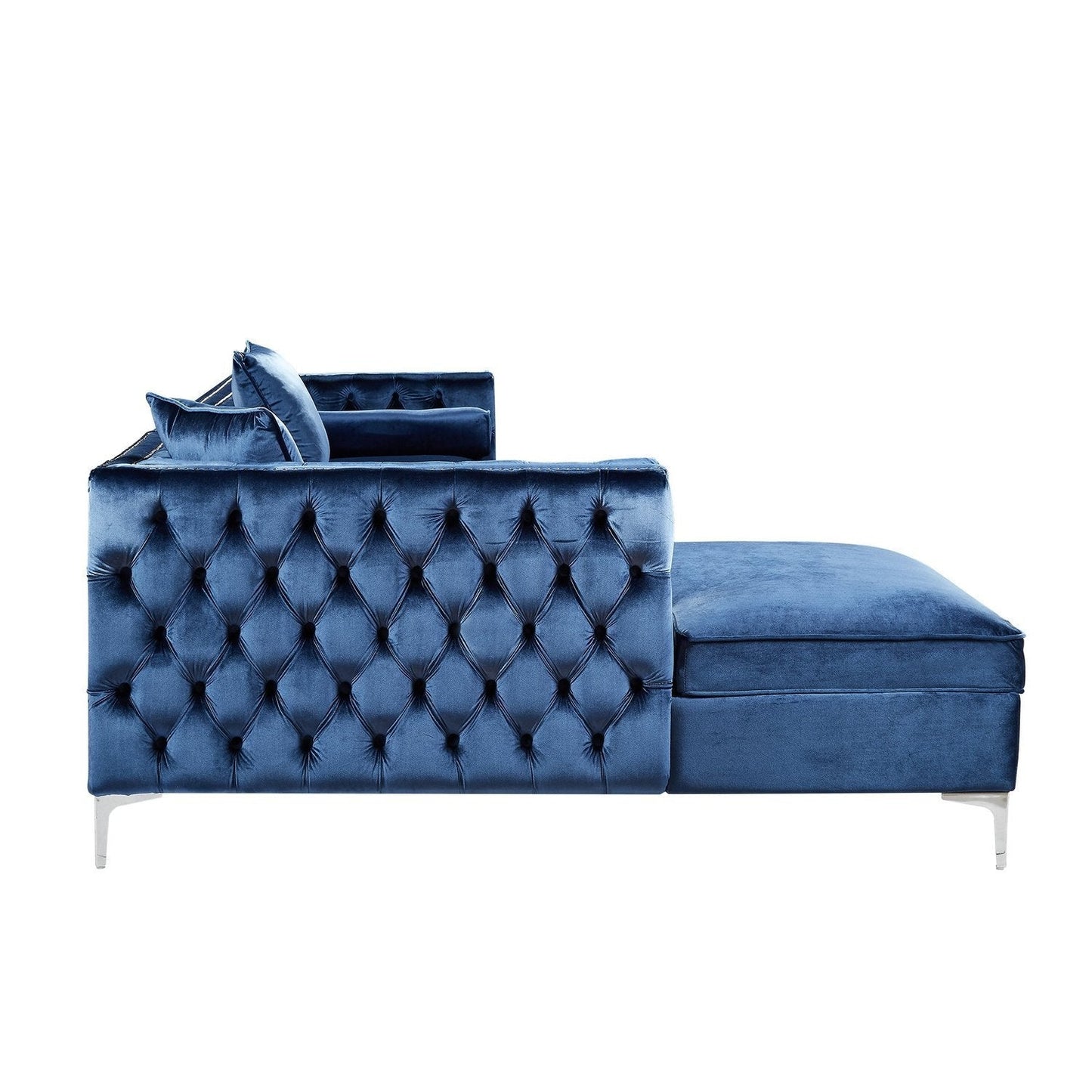 Giovanni Velvet Chaise Sectional Sofa with Storage