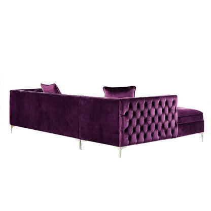 Giovanni Velvet Chaise Sectional Sofa with Storage