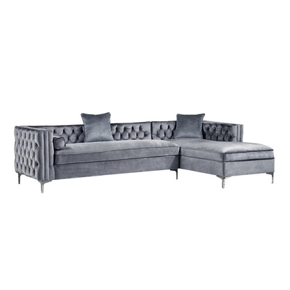 Giovanni Velvet Chaise Sectional Sofa with Storage