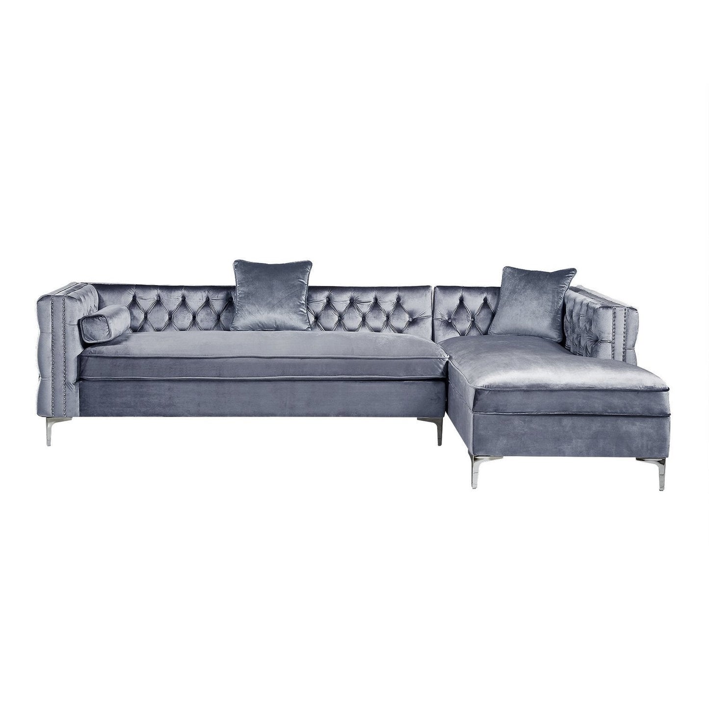 Giovanni Velvet Chaise Sectional Sofa with Storage