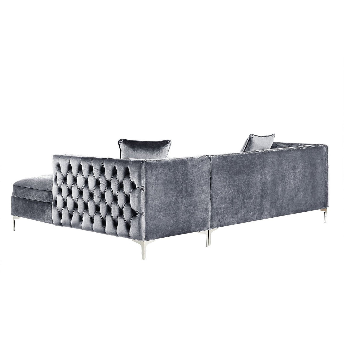 Giovanni Velvet Chaise Sectional Sofa with Storage