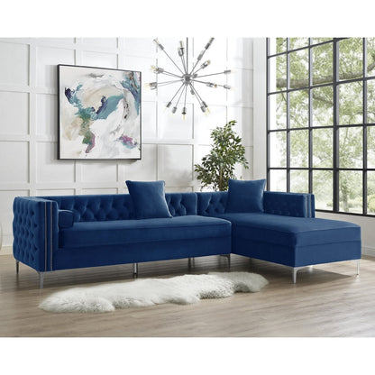 Giovanni Velvet Chaise Sectional Sofa with Storage