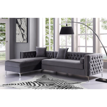 Giovanni Velvet Chaise Sectional Sofa with Storage