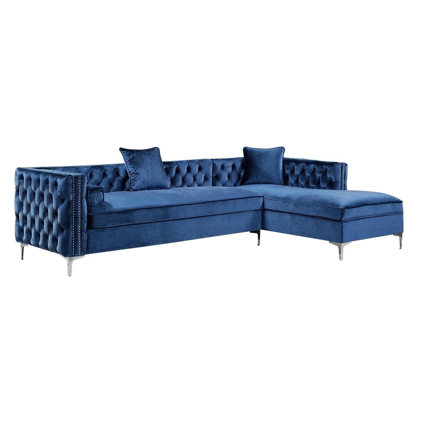 Giovanni Velvet Chaise Sectional Sofa with Storage