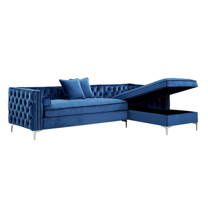 Giovanni Velvet Chaise Sectional Sofa with Storage